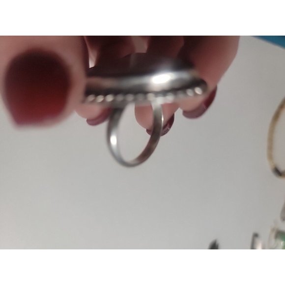 Native AMERICAN AGATE HIPPIE TRIANGLE BIKER RING! - Picture 14 of 16